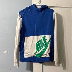 Nike Royal Blue and White Pullover with Green Logo